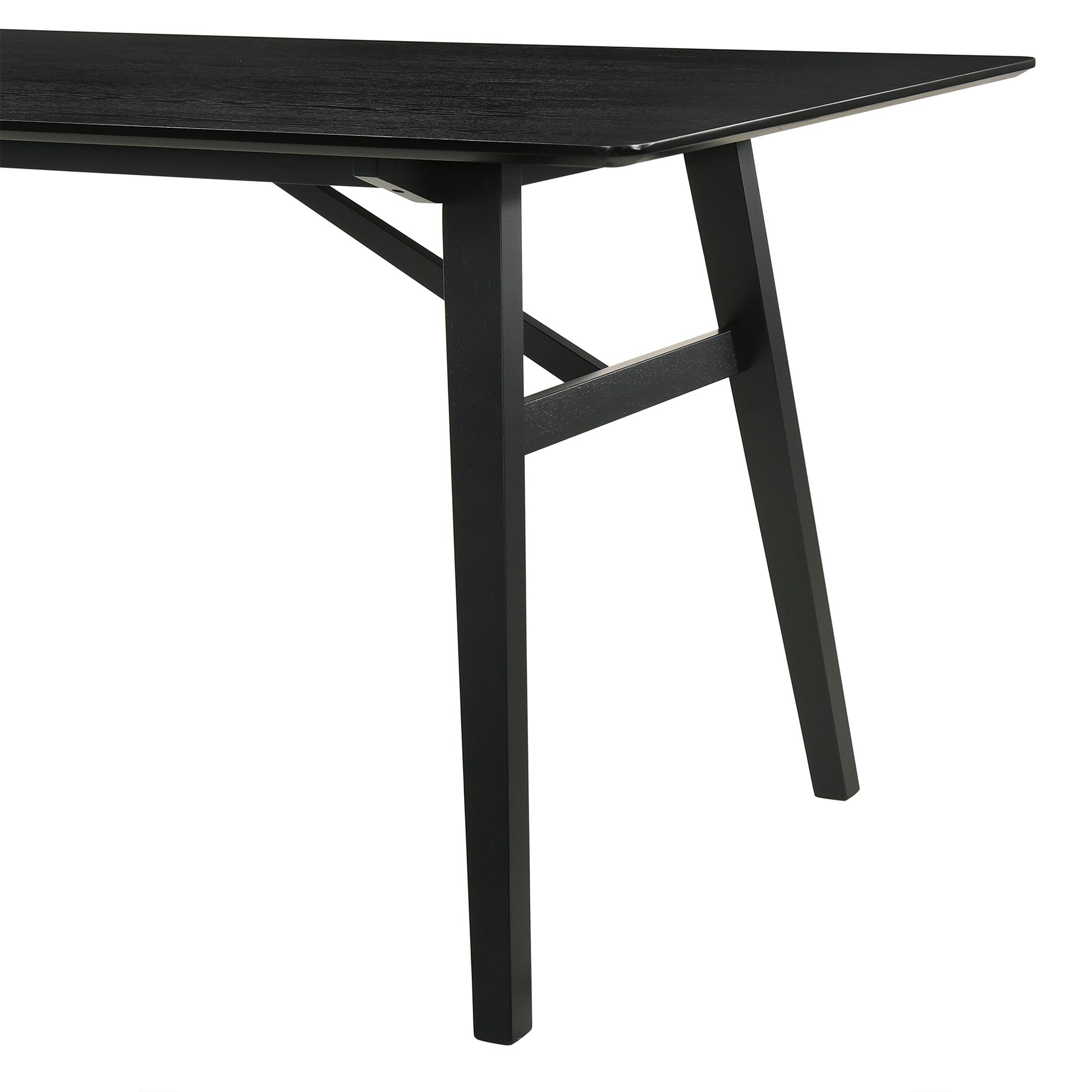 Channell 7 Piece Dining Table Set in Black Wood with Charcoal Fabric