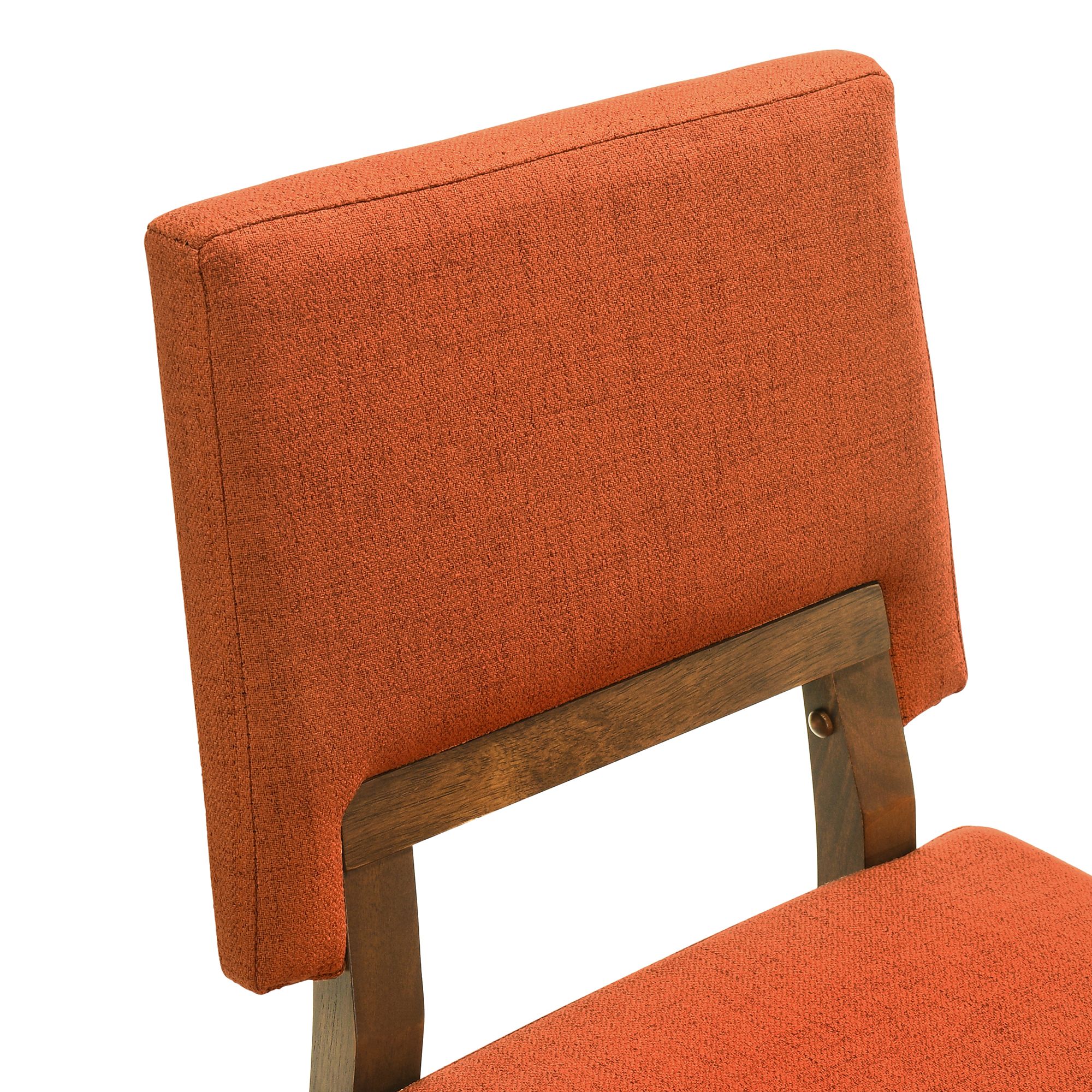 Channell 7 Piece Dining Table Set in Walnut Wood with Orange Fabric