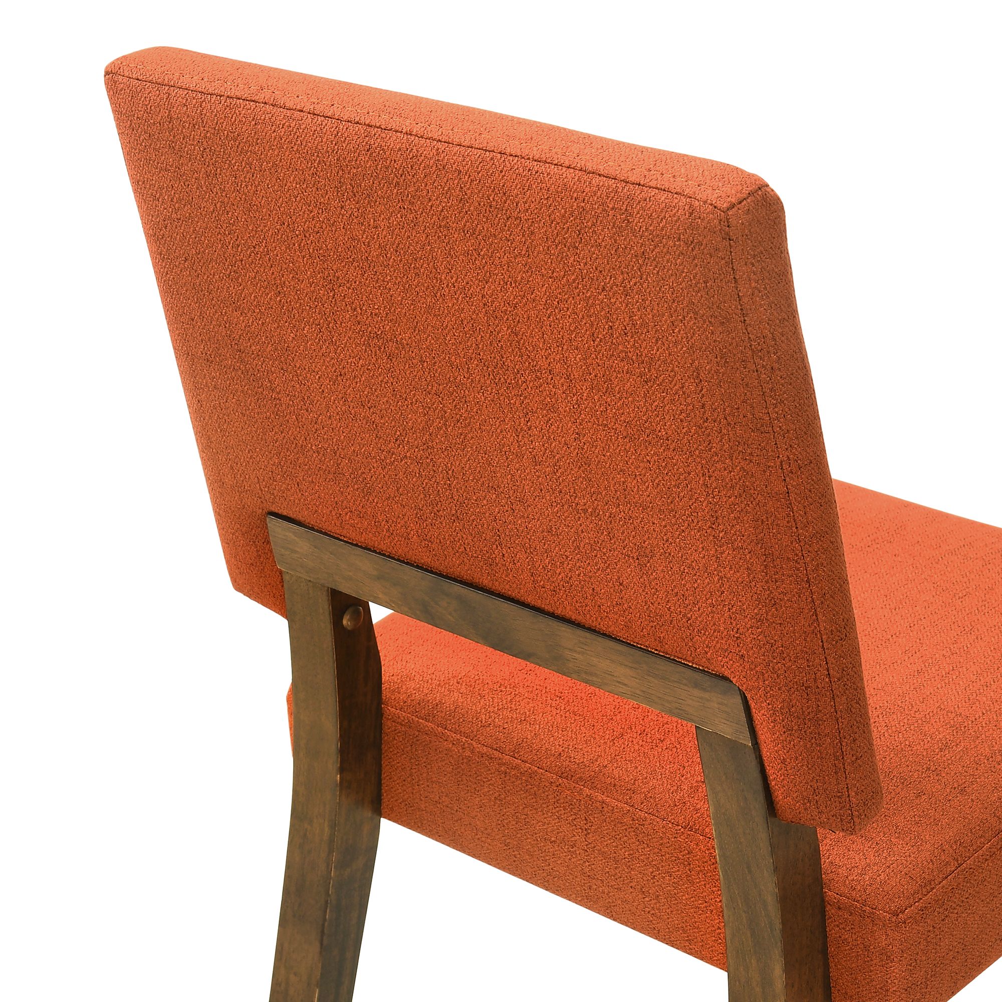 Channell 7 Piece Dining Table Set in Walnut Wood with Orange Fabric
