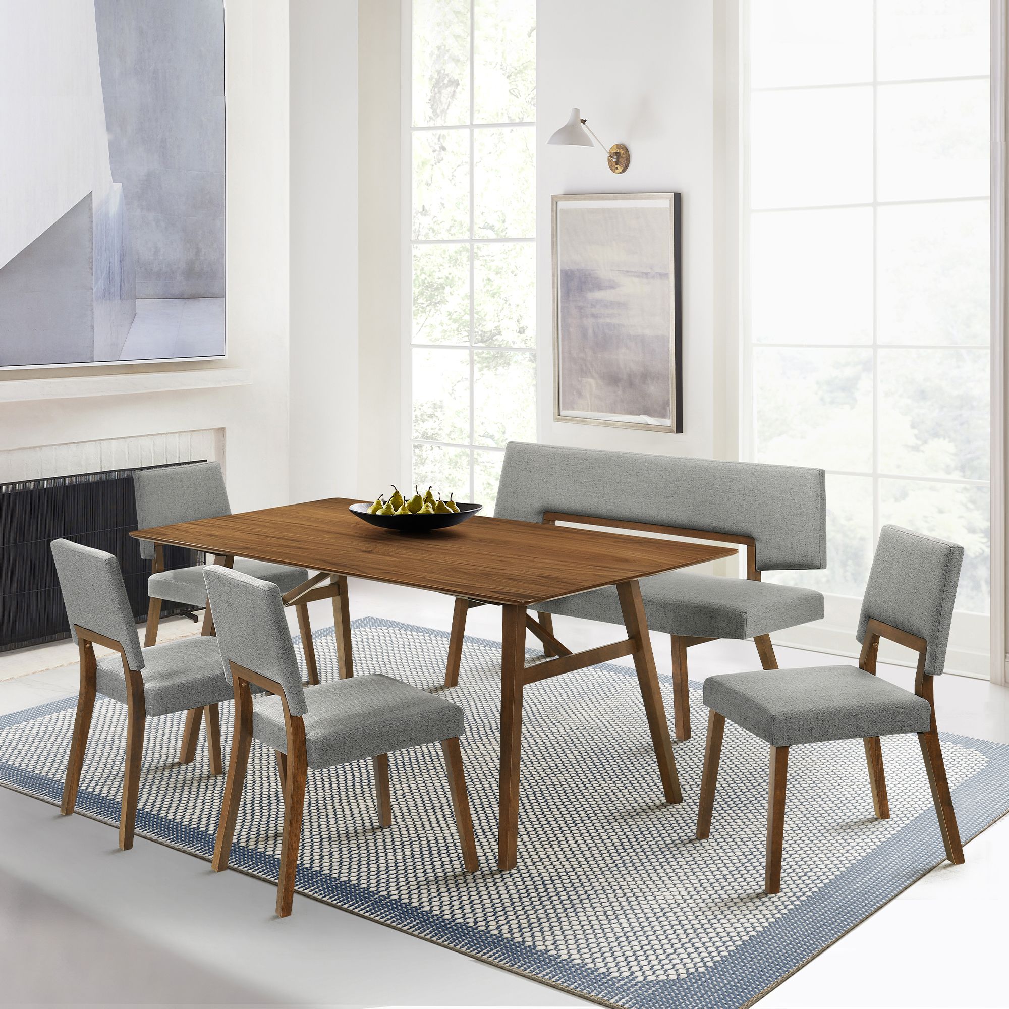 Channell 71 in. Wide Dining Table in Wood and Walnut Finish