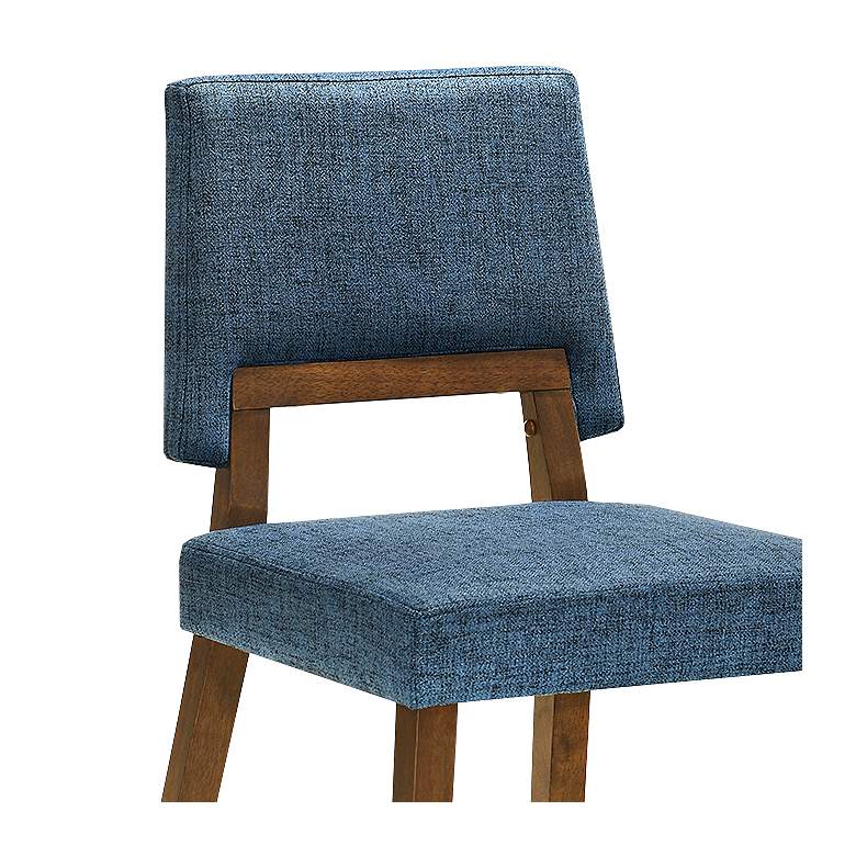 Image 4 Channell Set of 2 Dining Chairs in Wood and Walnut Finish with Blue Fabric more views