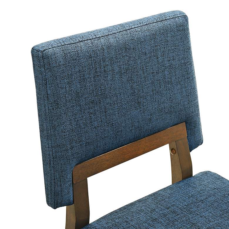 Image 7 Channell Set of 2 Dining Chairs in Wood and Walnut Finish with Blue Fabric more views