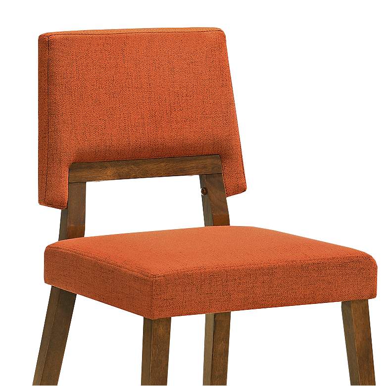 Image 4 Channell Set of 2 Dining Chairs in Wood, Walnut Finish and Orange Fabric more views