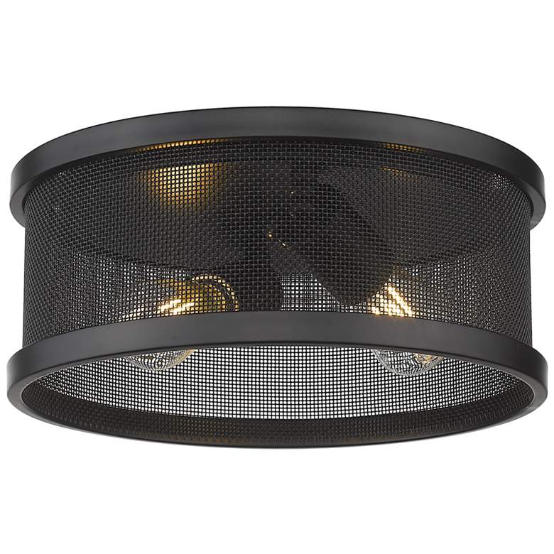 Image 1 Channing 11 inch Wide Matte Black 2-Light Flush Mount With Matte Black Sha