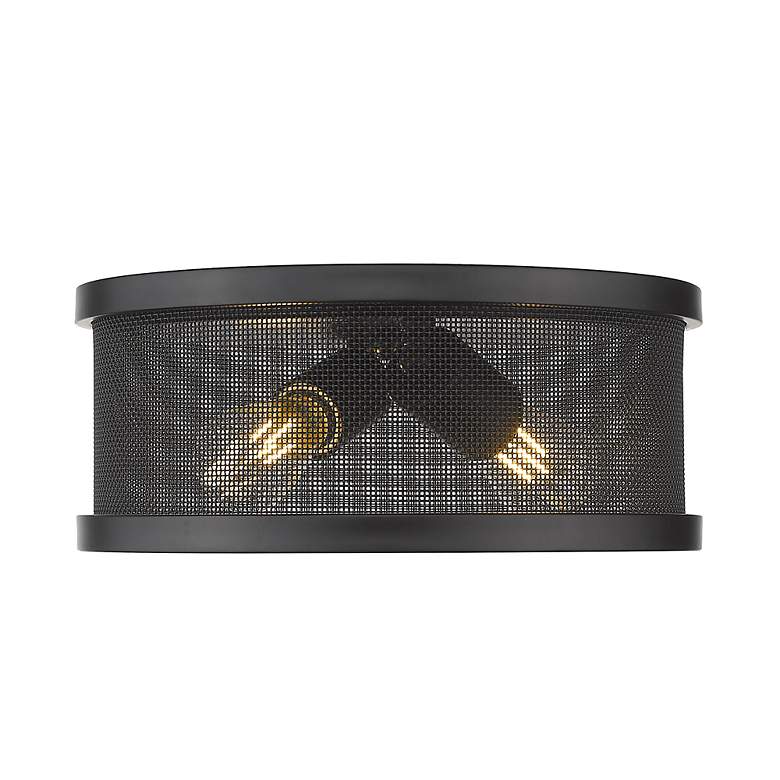 Image 2 Channing 11" Wide Matte Black 2-Light Flush Mount With Matte Black Sha more views
