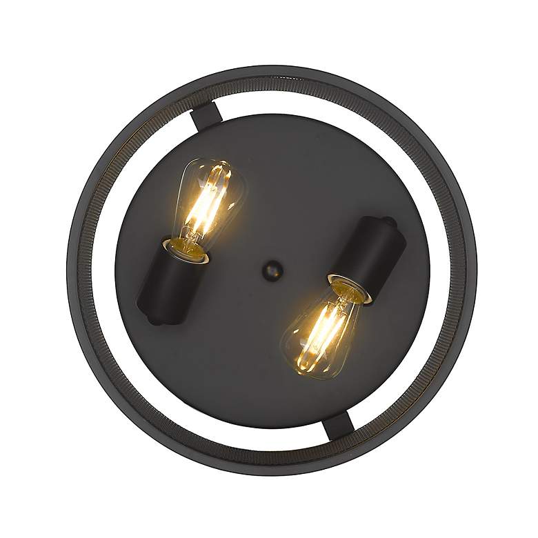 Image 3 Channing 11" Wide Matte Black 2-Light Flush Mount With Matte Black Sha more views