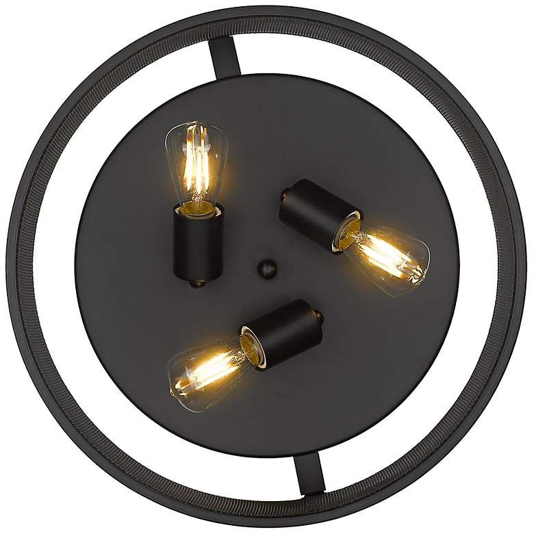 Image 3 Channing 15" Wide 3-Light Flush Mount in Matte Black with Matte Black more views