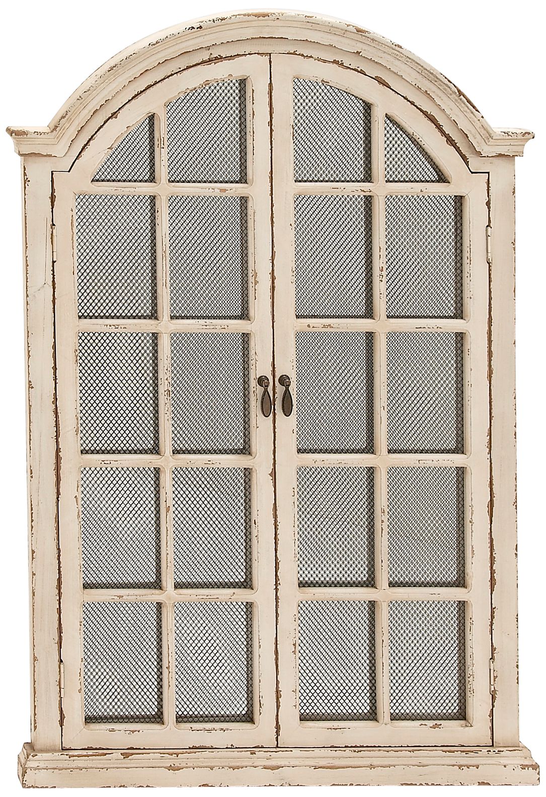 Image 2 Chantal Distressed Cream 31" x 45" Windowpane Wall Mirror