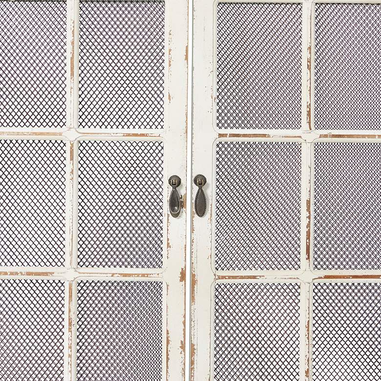 Image 3 Chantal Distressed Cream 31 inch x 45 inch Windowpane Wall Mirror more views