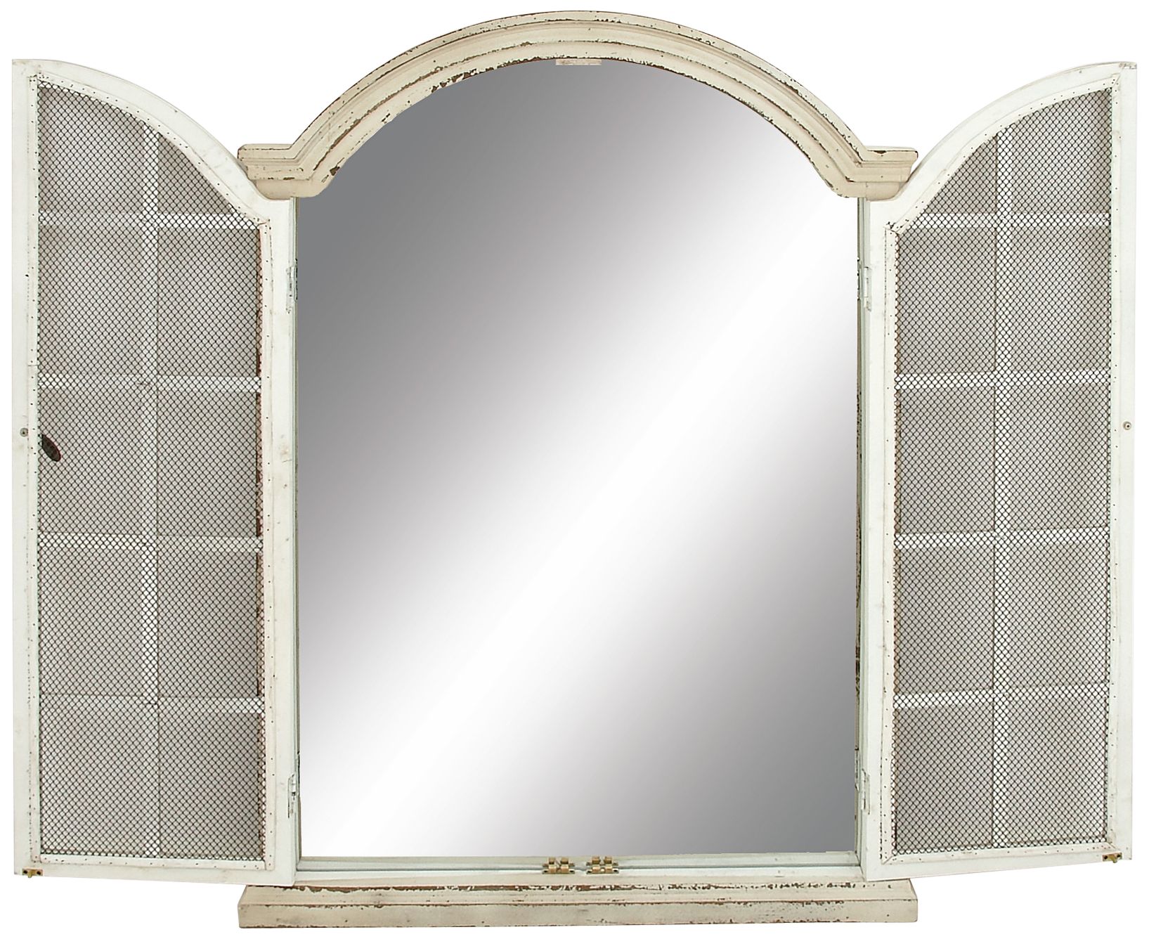 Image 5 Chantal Distressed Cream 31" x 45" Windowpane Wall Mirror more views