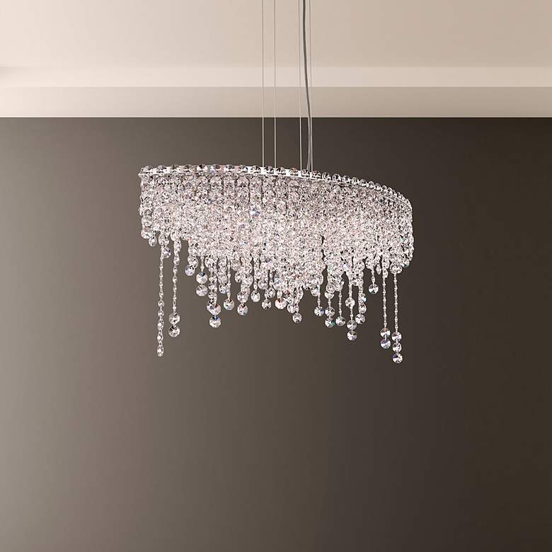 Image 1 Chantant 16.5"H x 33"W 6-Lt Crystal Linear Pendant in Pol Stainle
