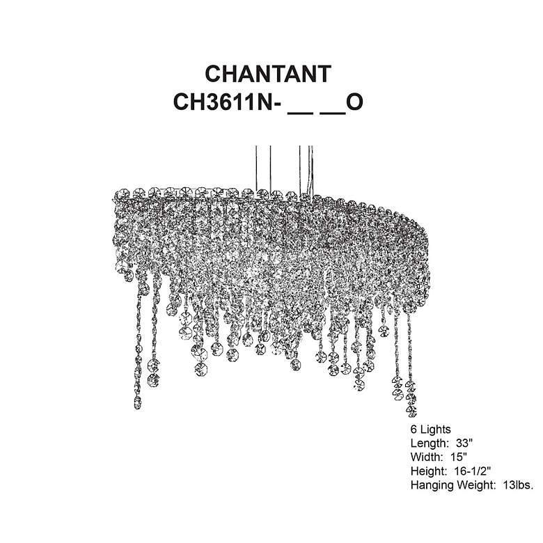Image 5 Chantant 16.5"H x 33"W 6-Lt Crystal Linear Pendant in Pol Stainle more views