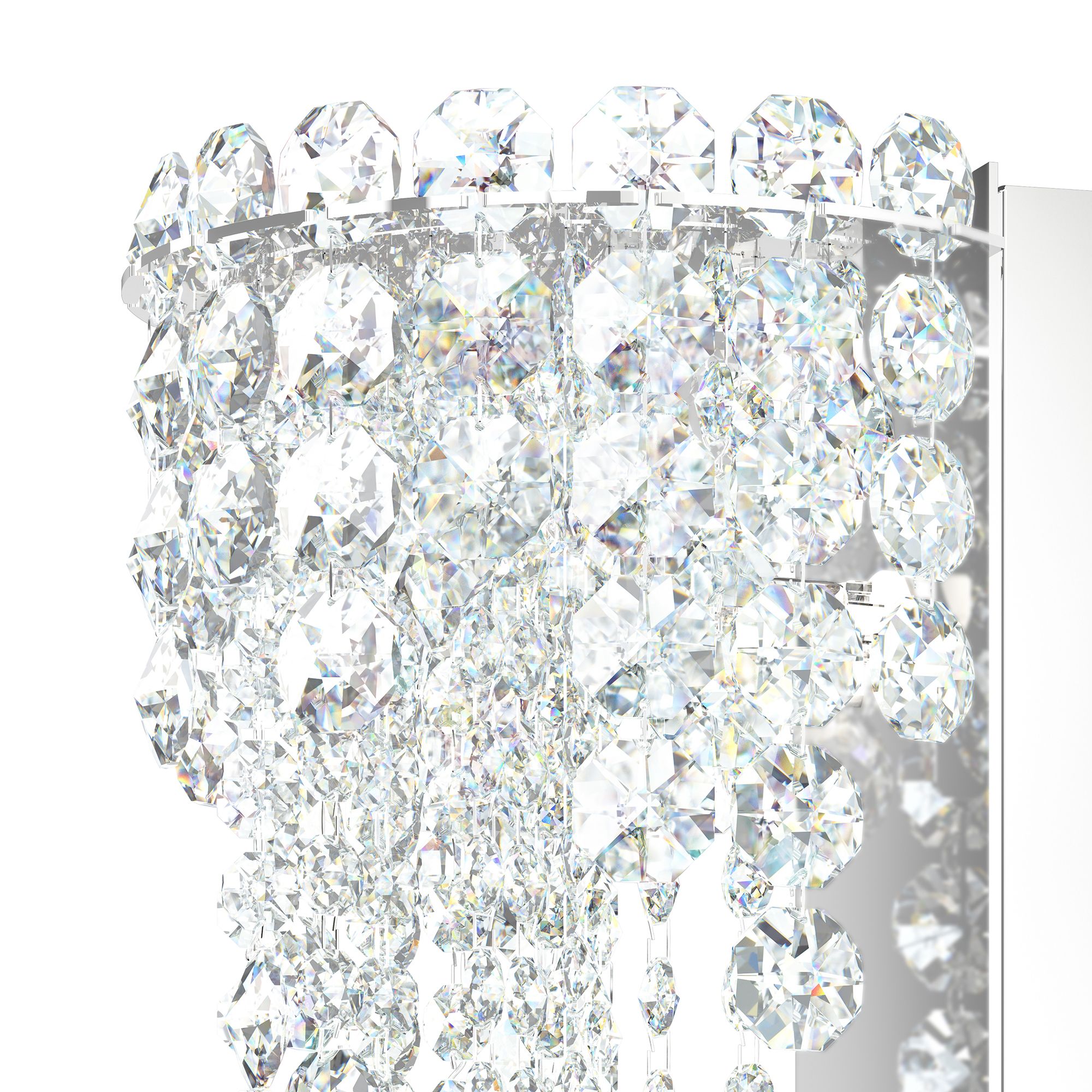 Image 3 Chantant 16"H x 6.5"W 2-Light Crystal Wall Sconce in Pol Stainles more views