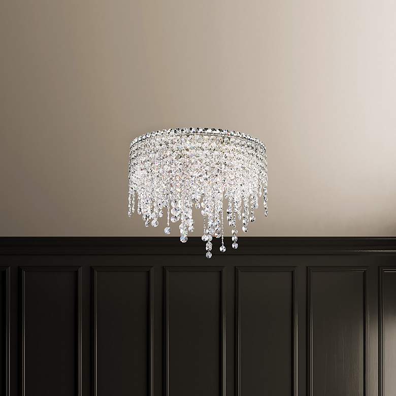 Image 1 Chantant 17"H x 21"W 5-Light Crystal Flush in Pol Stainless Steel