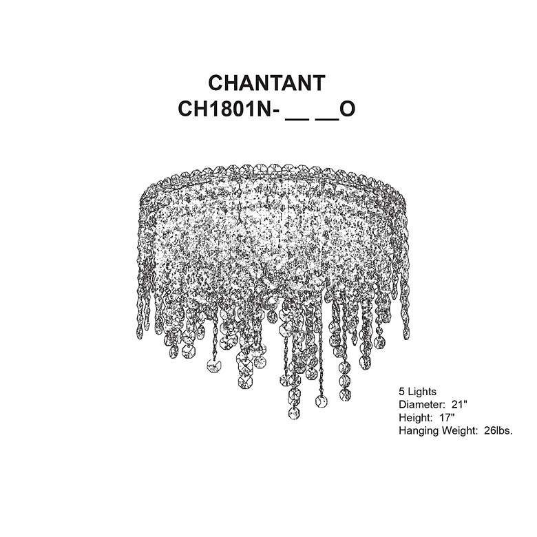 Image 6 Chantant 17"H x 21"W 5-Light Crystal Flush in Pol Stainless Steel more views