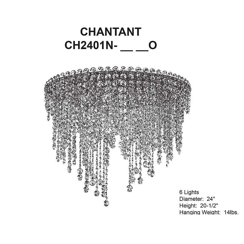Image 5 Chantant 20.5"H x 24"W 6-Light Crystal Flush in Pol Stainless Ste more views