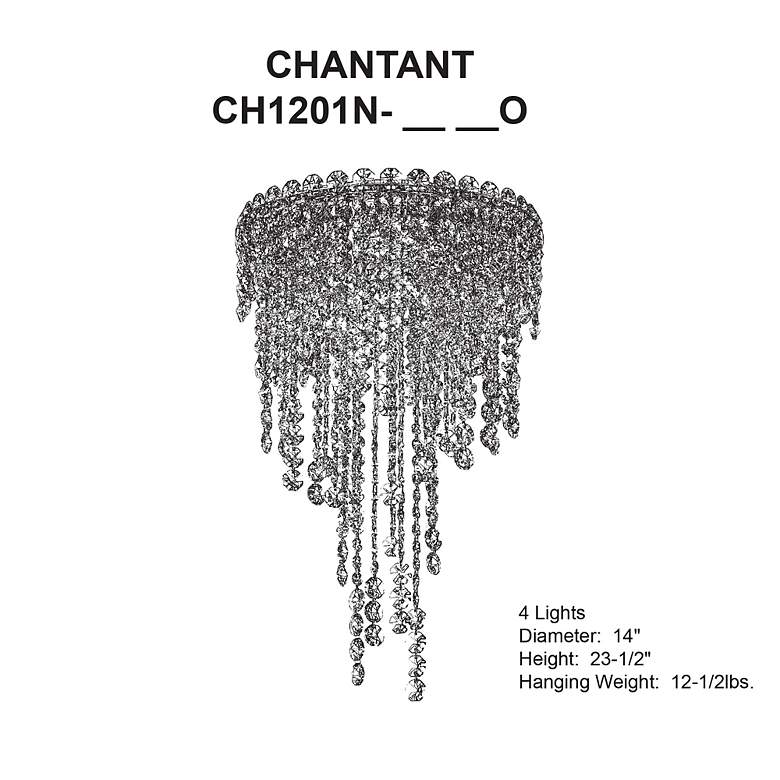 Image 5 Chantant 23.5"H x 14"W 4-Light Crystal Flush in Pol Stainless Ste more views
