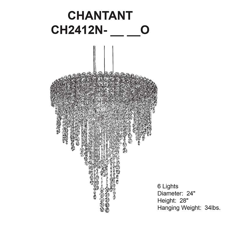 Image 6 Chantant 24" Wide Polished Steel w/ Optic Crystal Chandelier more views