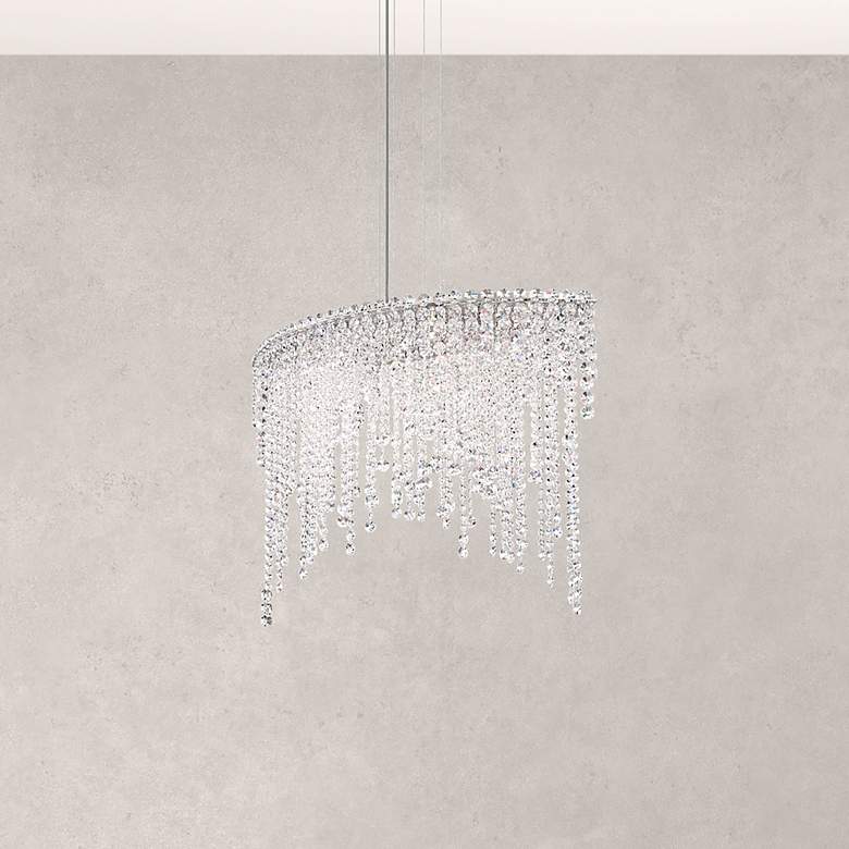 Image 1 Chantant 24"H x 33"W 6-Light Crystal Linear Pendant in Pol Stainl