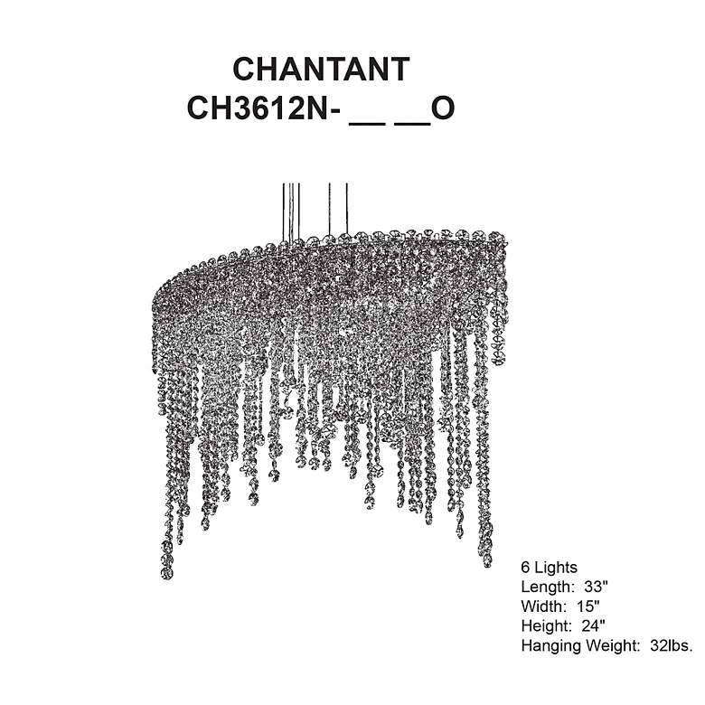 Image 4 Chantant 24"H x 33"W 6-Light Crystal Linear Pendant in Pol Stainl more views