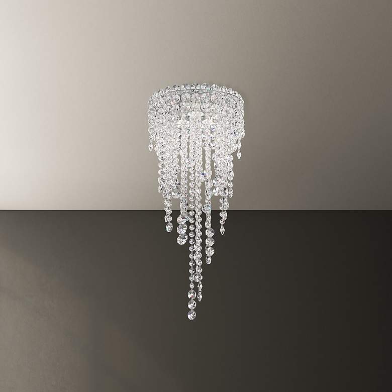 Image 1 Chantant 25"H x 10.5"W 3-Light Crystal Flush in Pol Stainless Ste