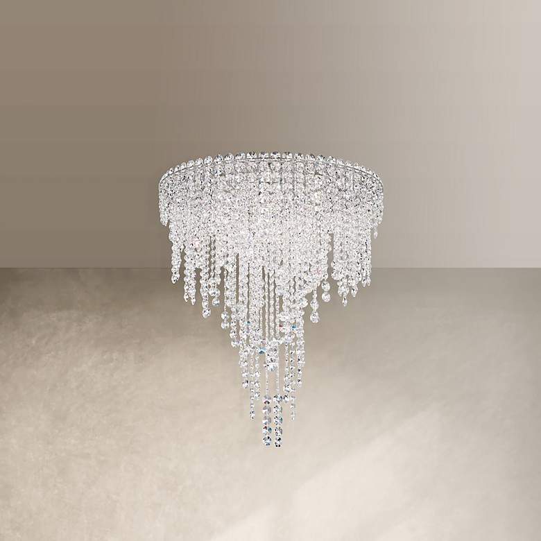 Image 1 Chantant 28.5"H x 24"W 6-Light Crystal Flush in Pol Stainless Ste