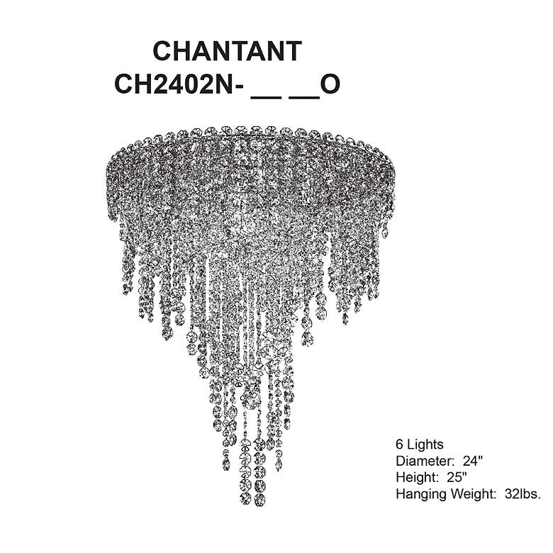 Image 5 Chantant 28.5"H x 24"W 6-Light Crystal Flush in Pol Stainless Ste more views