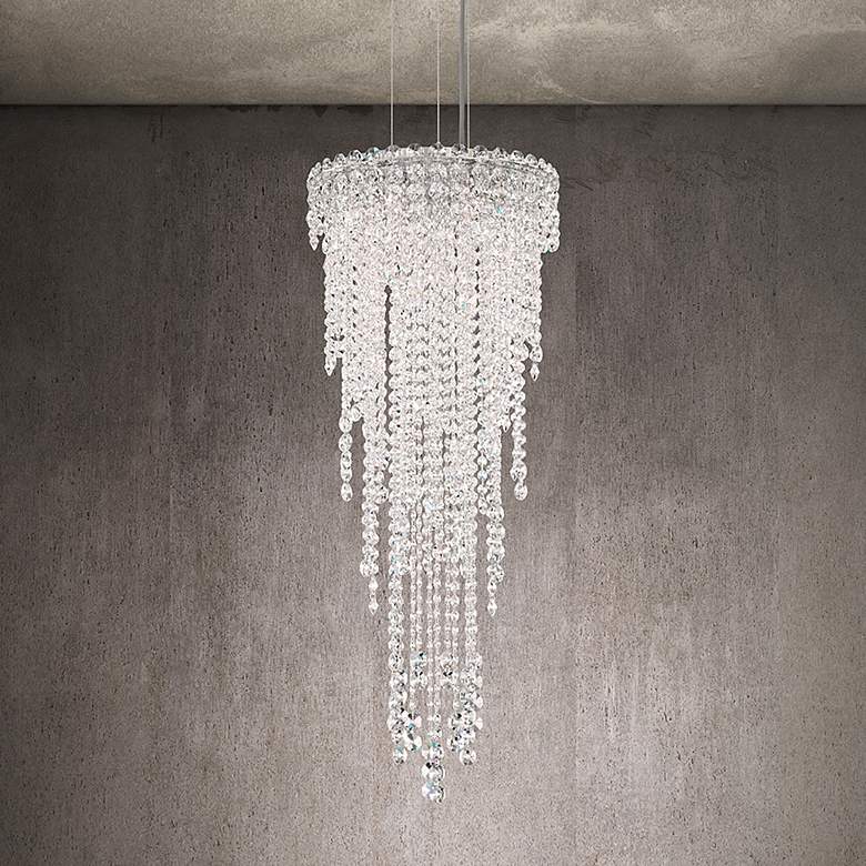 Image 1 Chantant 35"H x 14"W 4-Light Crystal Pendant in Polished Stainles