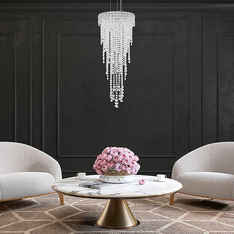 Image 5 Chantant 35"H x 14"W 4-Light Crystal Pendant in Polished Stainles more views