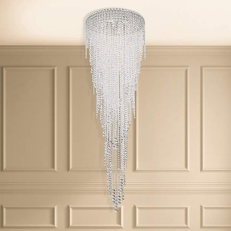 Image 1 Chantant 79.5"H x 24"W 6-Light Crystal Flush in Pol Stainless Ste