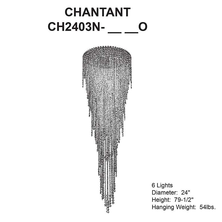 Image 5 Chantant 79.5"H x 24"W 6-Light Crystal Flush in Pol Stainless Ste more views