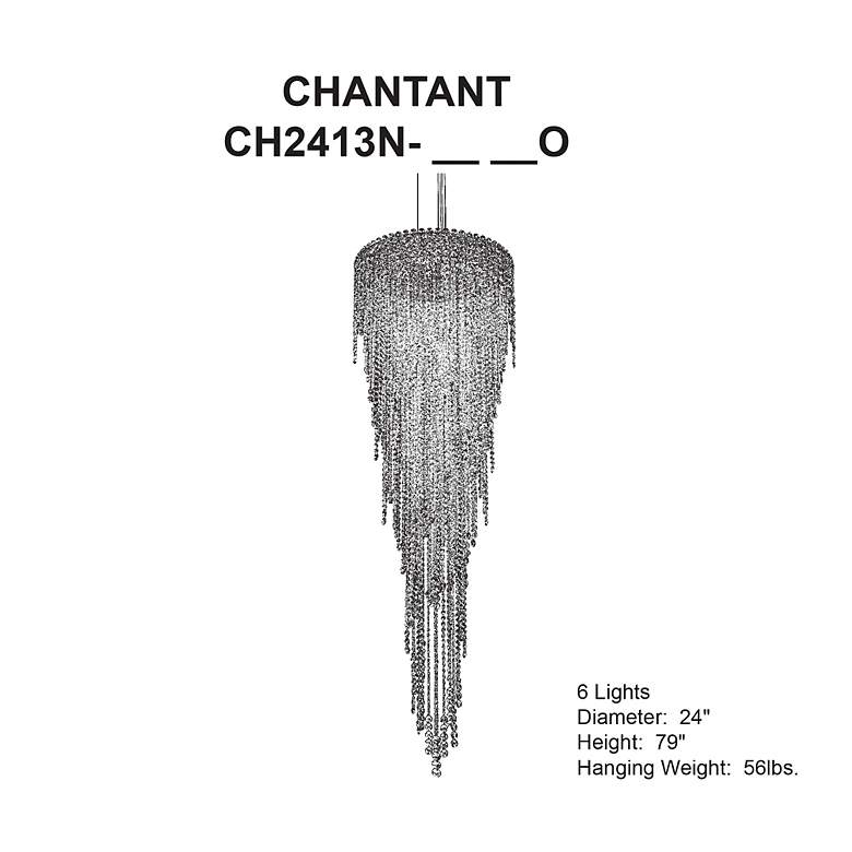 Image 5 Chantant 79"H x 24"W 6-Light Crystal Chandelier in Polished Stain more views