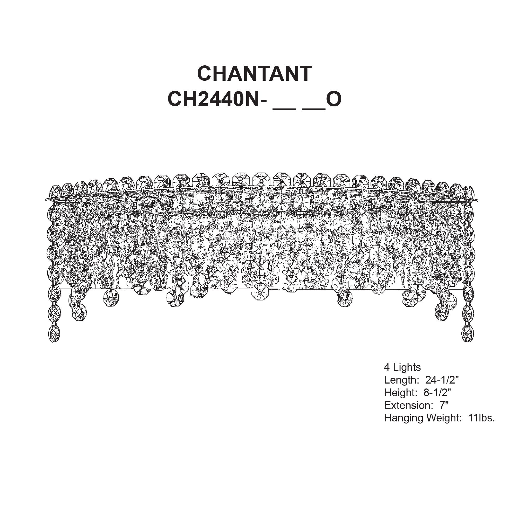 Image 7 Chantant 8.5"H x 24.5"W 4-Light Crystal Bath Bar in Pol Stainless more views