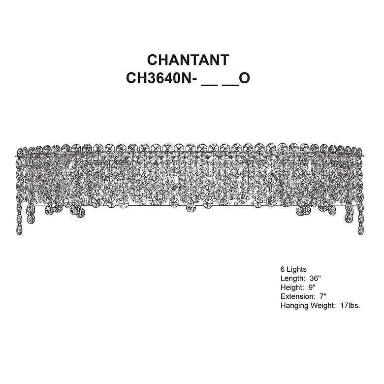 Image 6 Chantant 9"H x 36"W 6-Light Crystal Bath Bar in Pol Stainless Ste more views