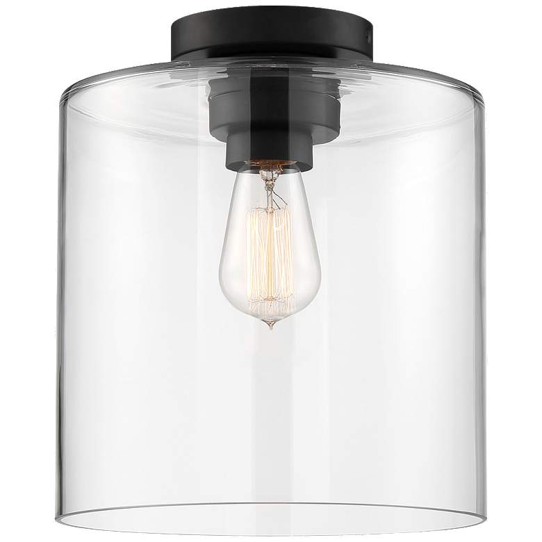 Image 1 Chantecleer; 1 Light; Semi-Flush Fixture; Matte Black Finish w/ Clear Glass