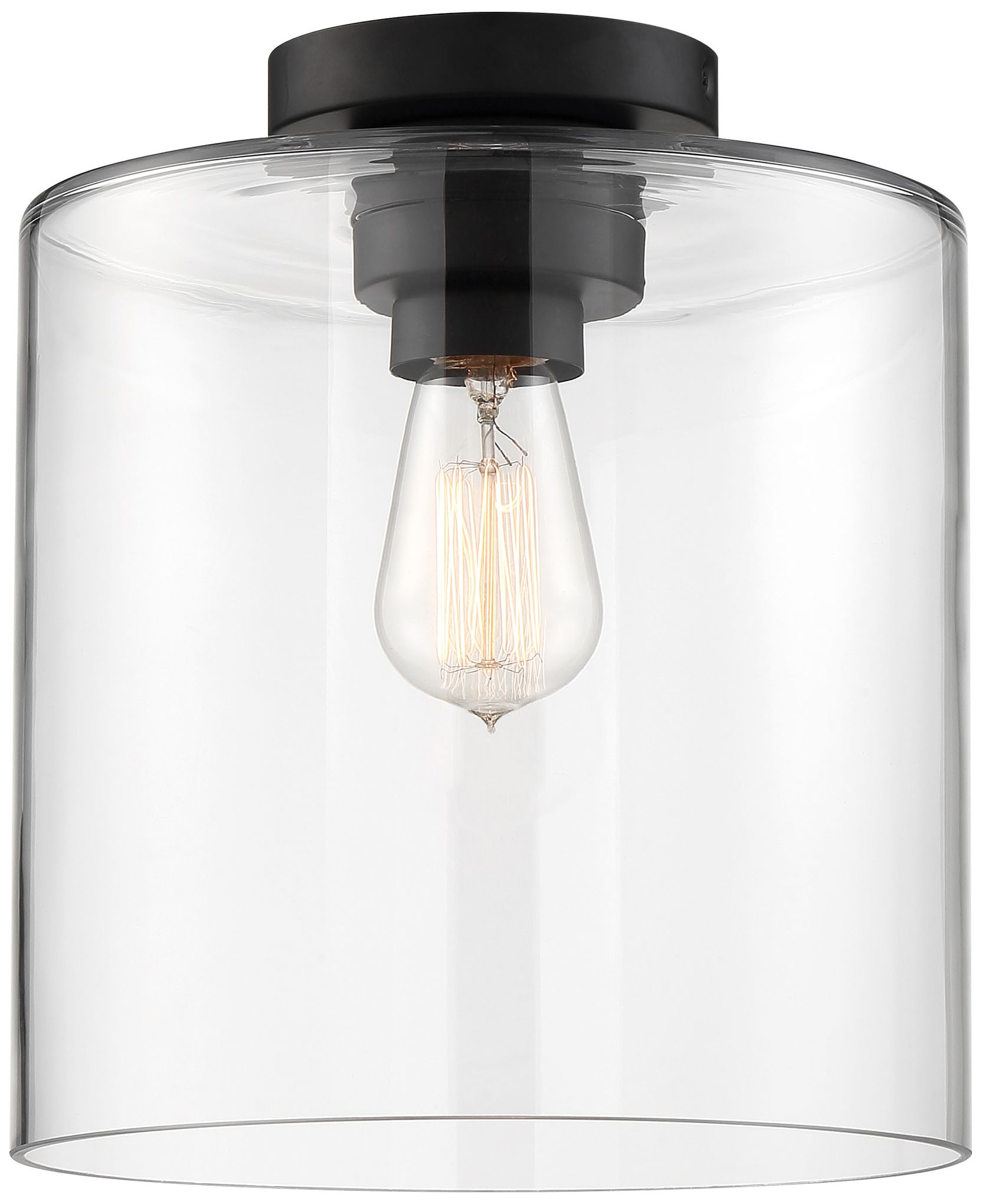 Image 2 Chantecleer; 1 Light; Semi-Flush Fixture; Matte Black Finish w/ Clear Glass more views
