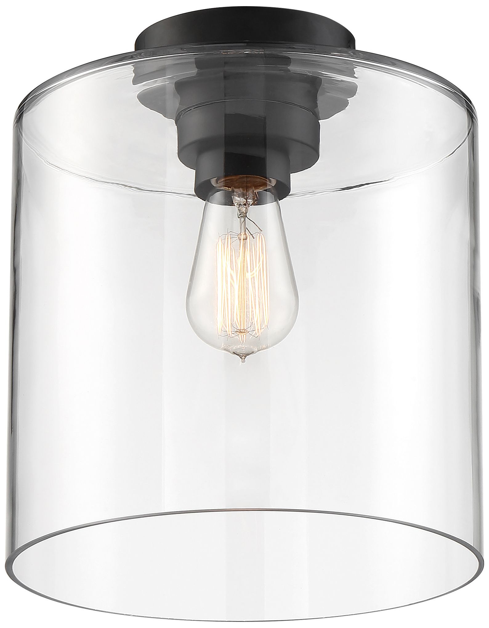 Image 4 Chantecleer; 1 Light; Semi-Flush Fixture; Matte Black Finish w/ Clear Glass more views