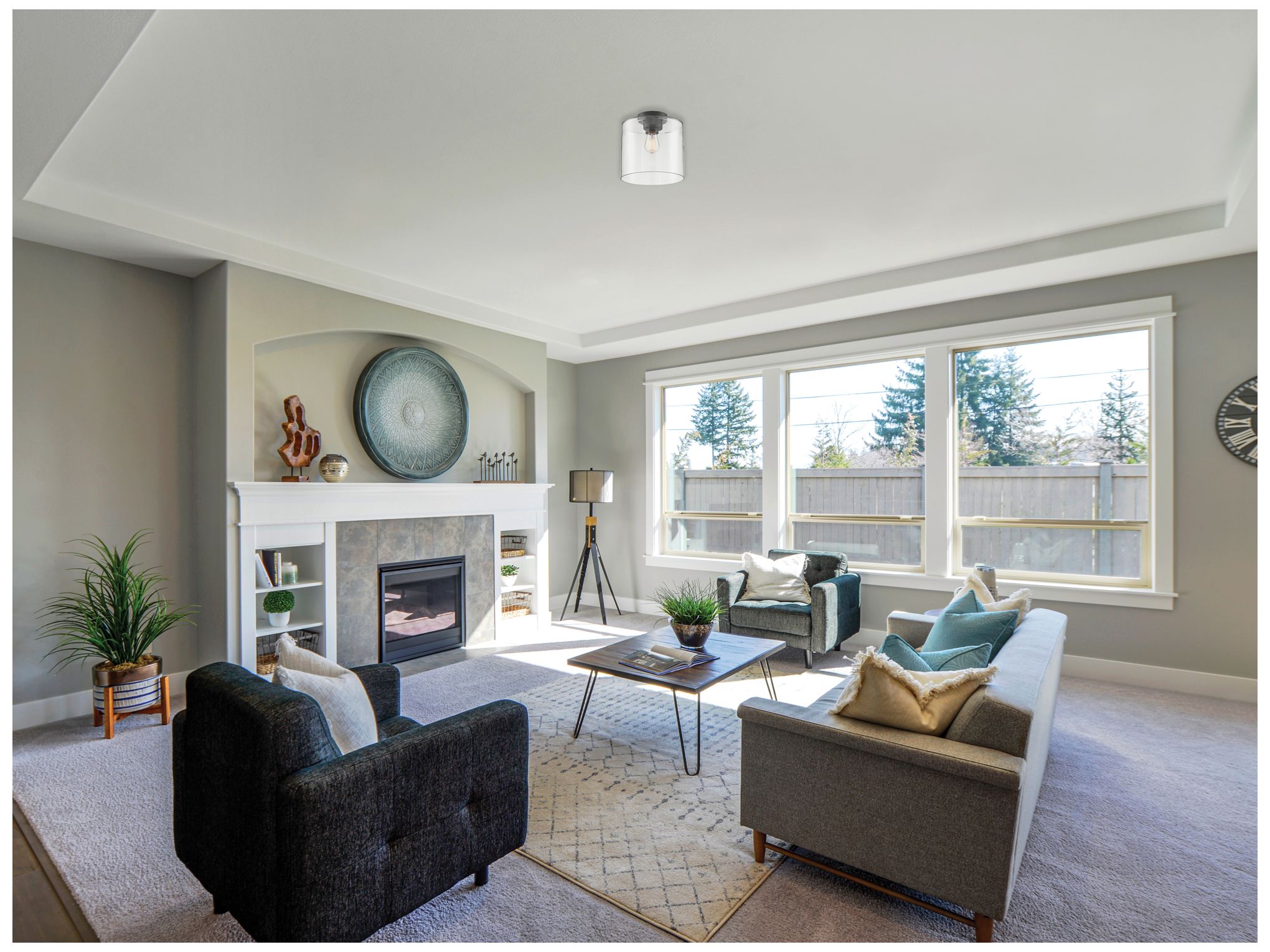 Image 6 Chantecleer; 1 Light; Semi-Flush Fixture; Matte Black Finish w/ Clear Glass more views