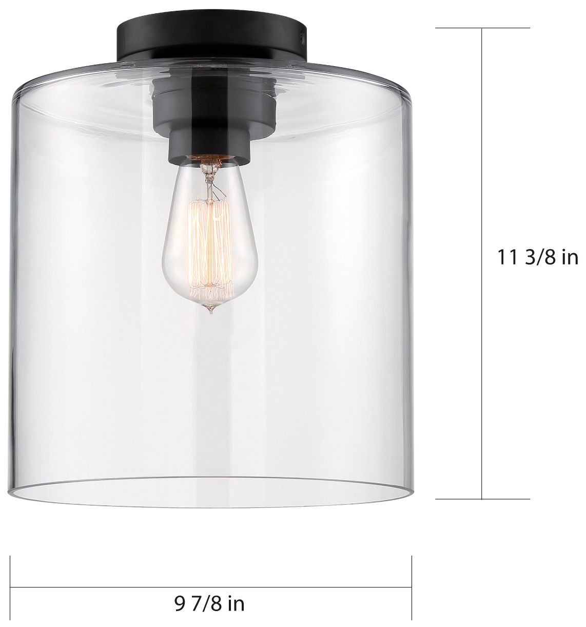 Image 7 Chantecleer; 1 Light; Semi-Flush Fixture; Matte Black Finish w/ Clear Glass more views
