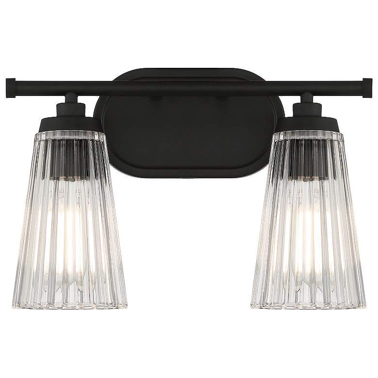 Image 1 Chantilly 10" High Matte Black 2-Light Wall Sconce