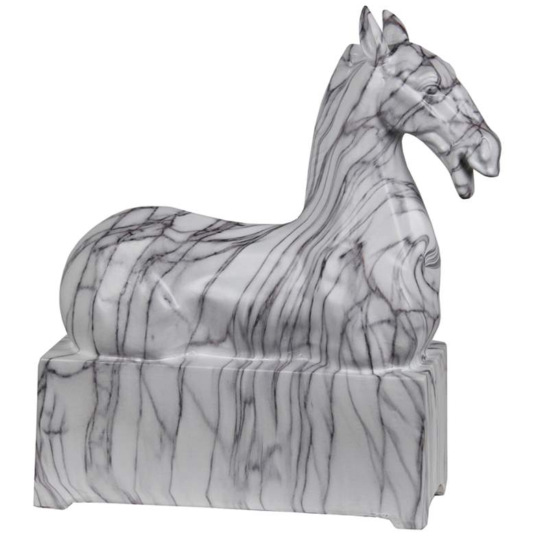Image 1 Chantilly 15 1/2 inch High Gray and White Ceramic Horse Statue