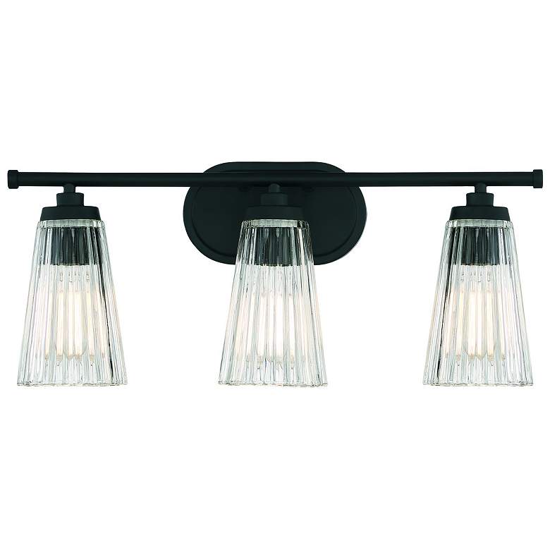Image 1 Chantilly 22" Wide Matte Black 3-Light Vanity Bath Light