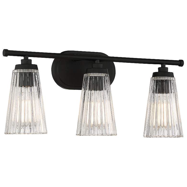 Image 3 Chantilly 22" Wide Matte Black 3-Light Vanity Bath Light more views