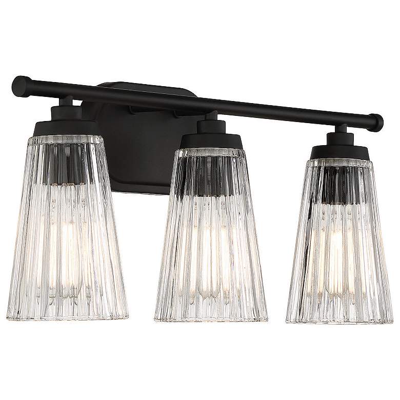 Image 4 Chantilly 22" Wide Matte Black 3-Light Vanity Bath Light more views