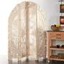 Chantilly White-Washed Gold 72"H 4-Panel Room Divider Screen