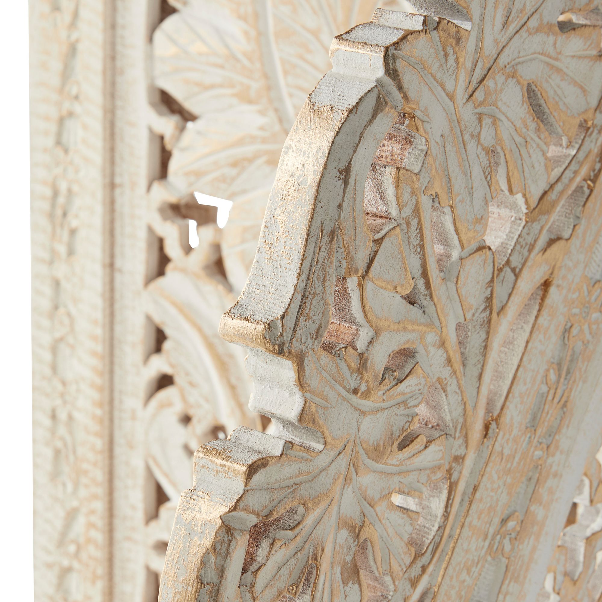 Image 3 Chantilly White-Washed Gold 72"H 4-Panel Room Divider Screen more views