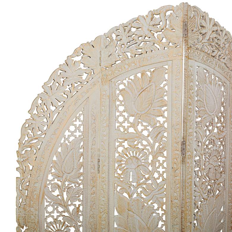 Image 4 Chantilly White-Washed Gold 72 inchH 4-Panel Room Divider Screen more views