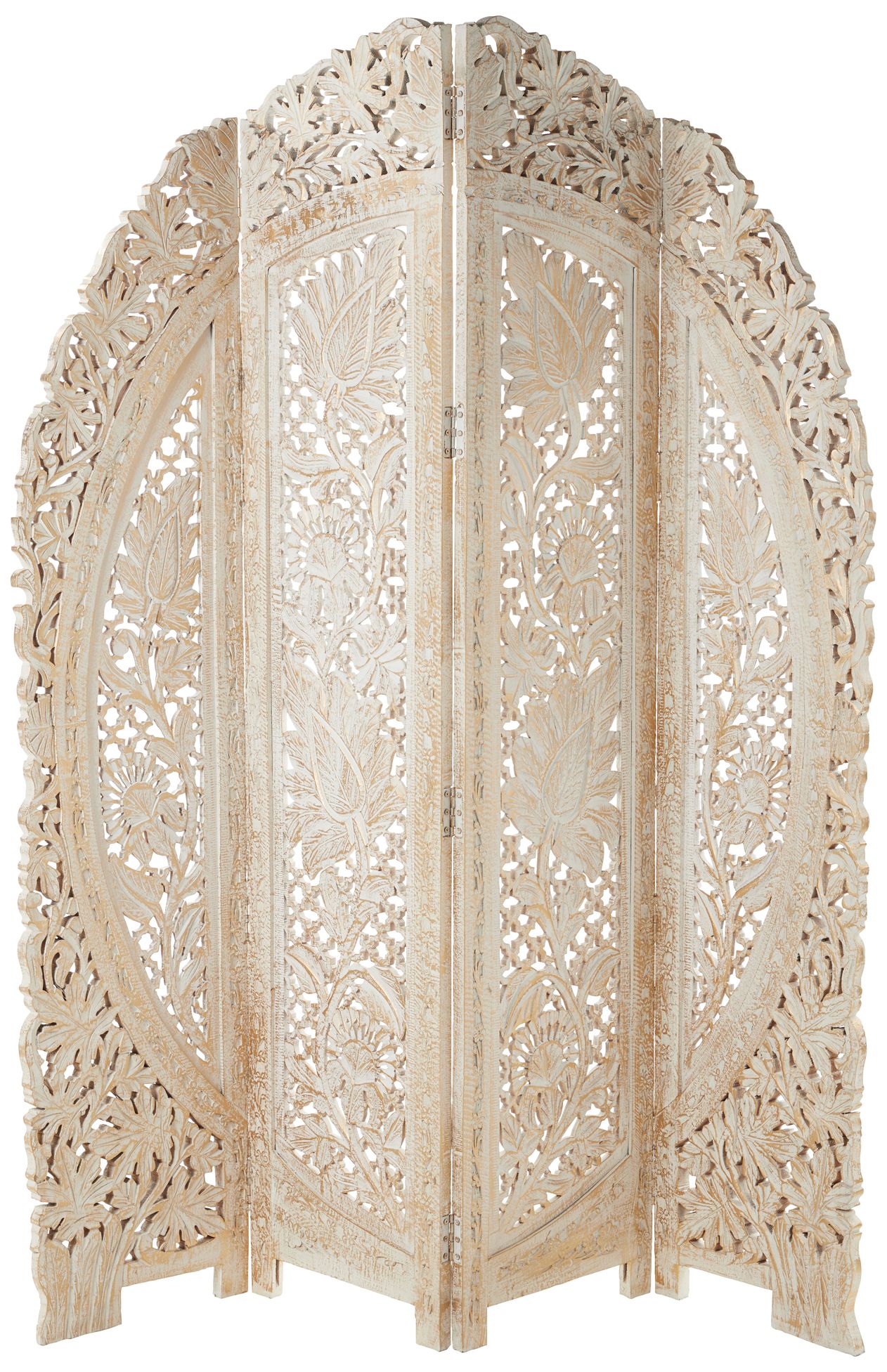 Image 5 Chantilly White-Washed Gold 72"H 4-Panel Room Divider Screen more views