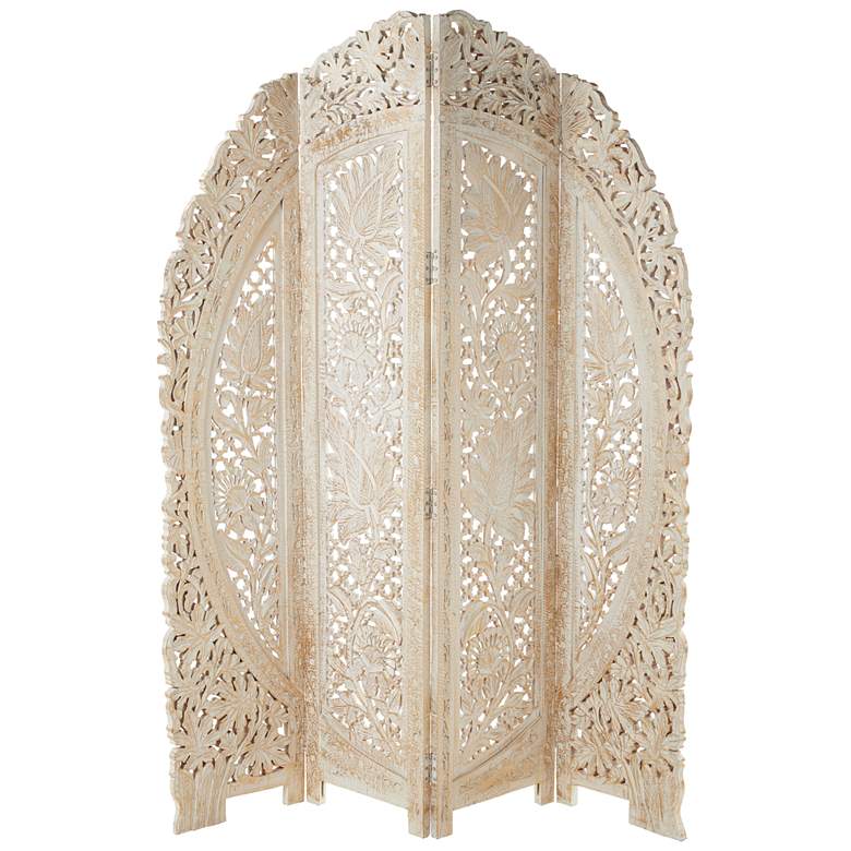 Image 5 Chantilly White-Washed Gold 72"H 4-Panel Room Divider Screen more views