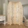 Chantilly White-Washed Gold 72"H 4-Panel Room Divider Screen
